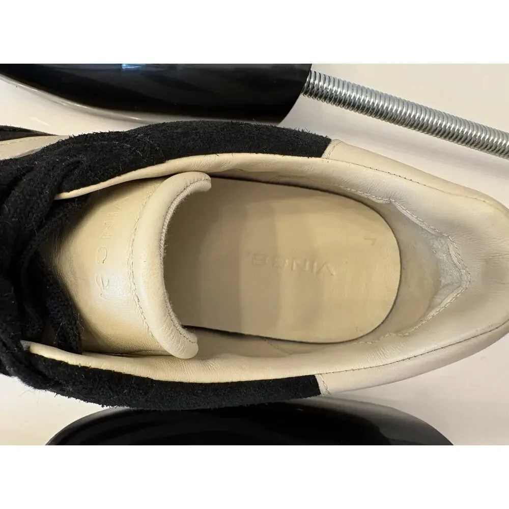 Vince Oasis-M Lace-Up Retro Sneakers Black Suede Cream Leather Men’s 9